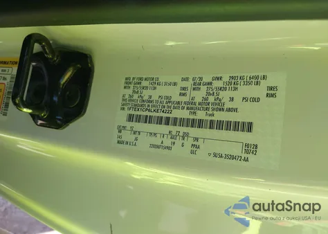 2020 Ford F-150 Xl z USA, uszkodzony, nr VIN 1FTEX1CP6LKE74222